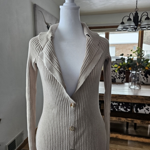 Revolve LPA Naolon Collar Mini Sweater Dress Taupe Size XS - Picture 9 of 12